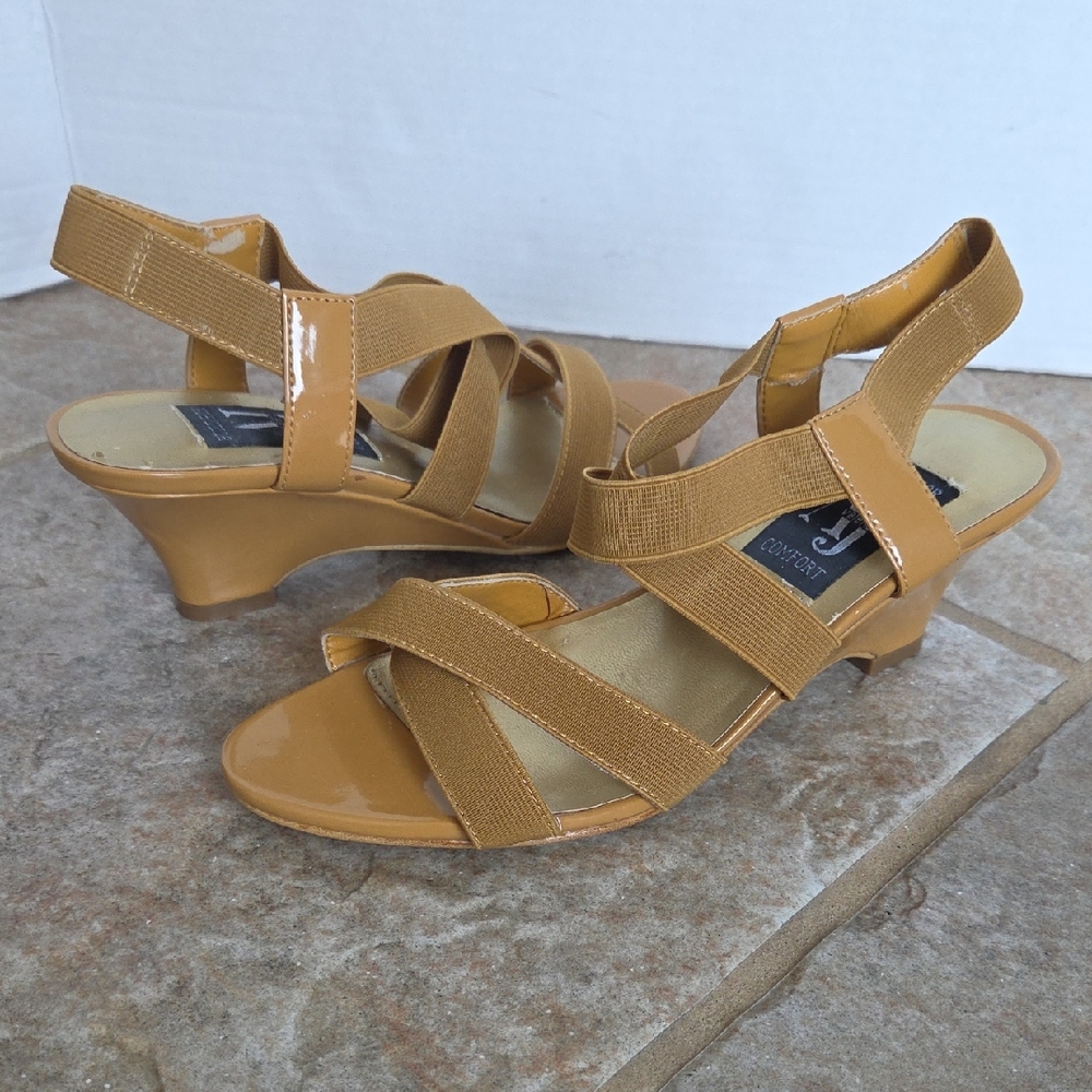 AJ Valenci Patent Wedge Strappy Sandals